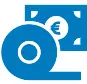 Symbol für Folienkosten. Kleine Folienrolle mit einem Geldschein im Hintergrund.